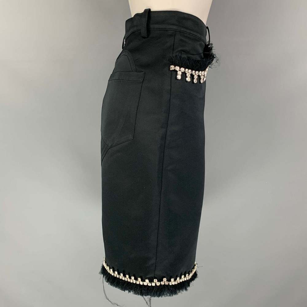 AREA Black Polyester Beaded Zip Fly Shorts - Picture 2 of 6